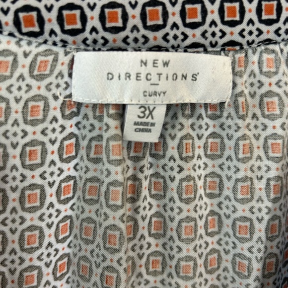 New Directions Long Sleeve Boho Lightweight V-neck Geometric Top Size 3X - Picture 3 of 5